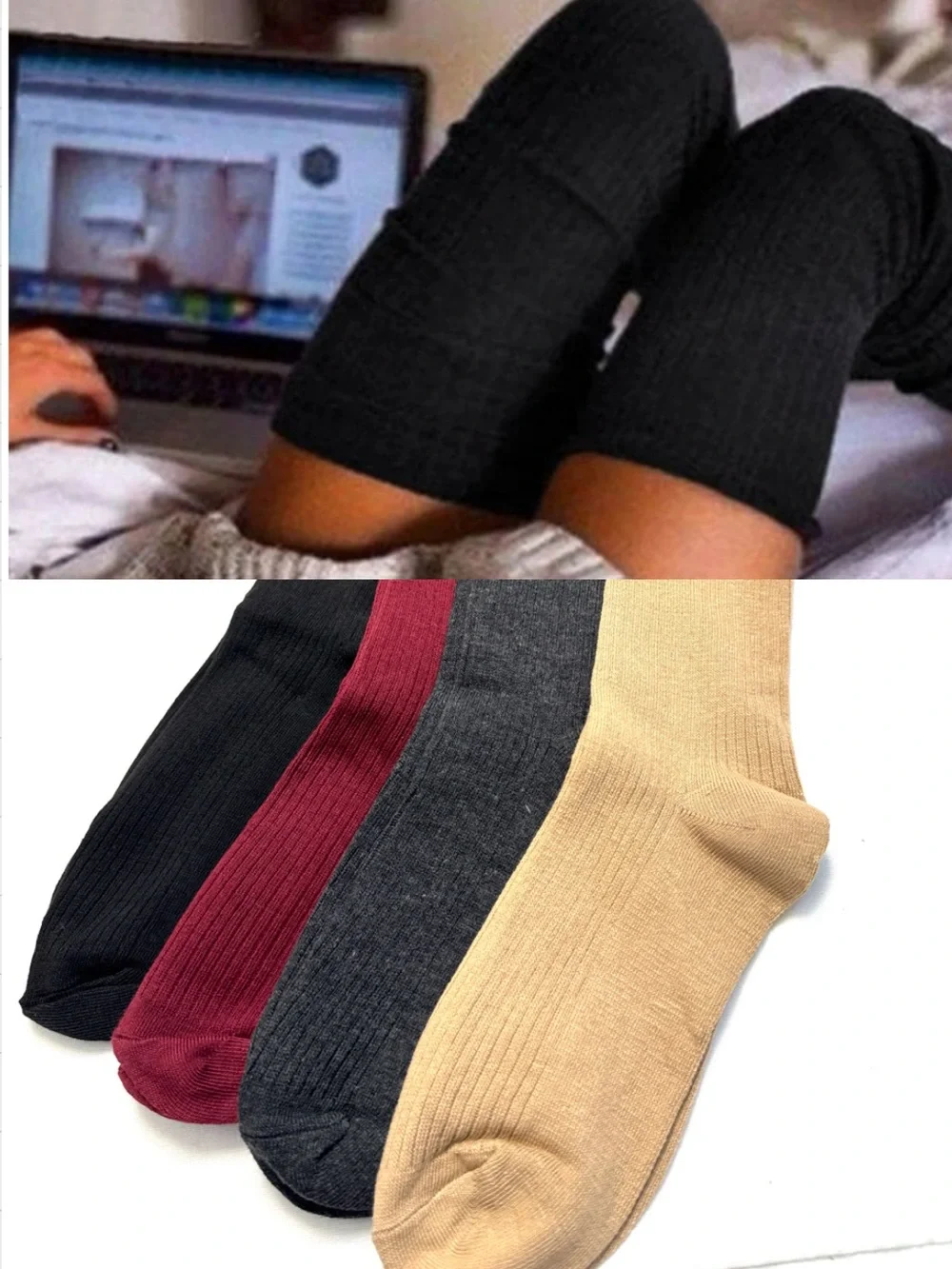 Socks Bundle Of 4 New Thigh Over The Knee Knit Long Socks